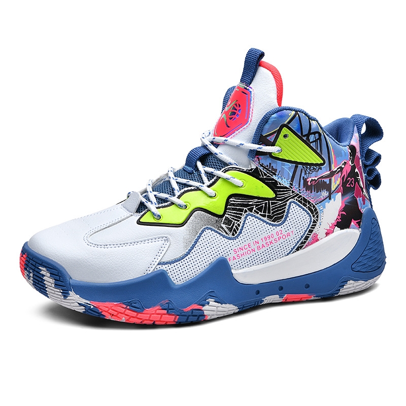 High top basketball men's shoes summer students actual combat friction sound sneakers breathable anti-slip wear-resistant running sports shoes 35
