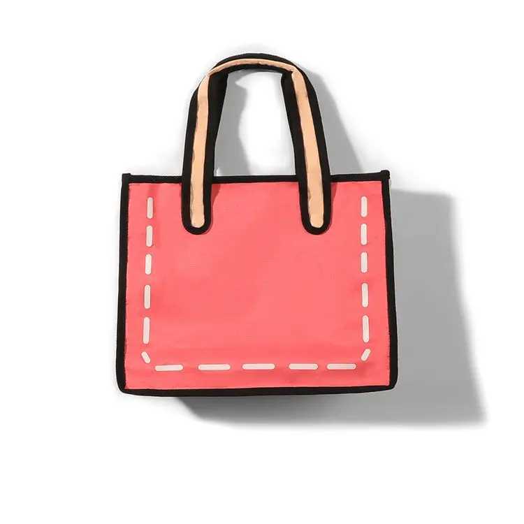 Womens handbag cartoon style nylon bucket casual zipper soft high-capacity shoulder bag shopping bag street style Z250219