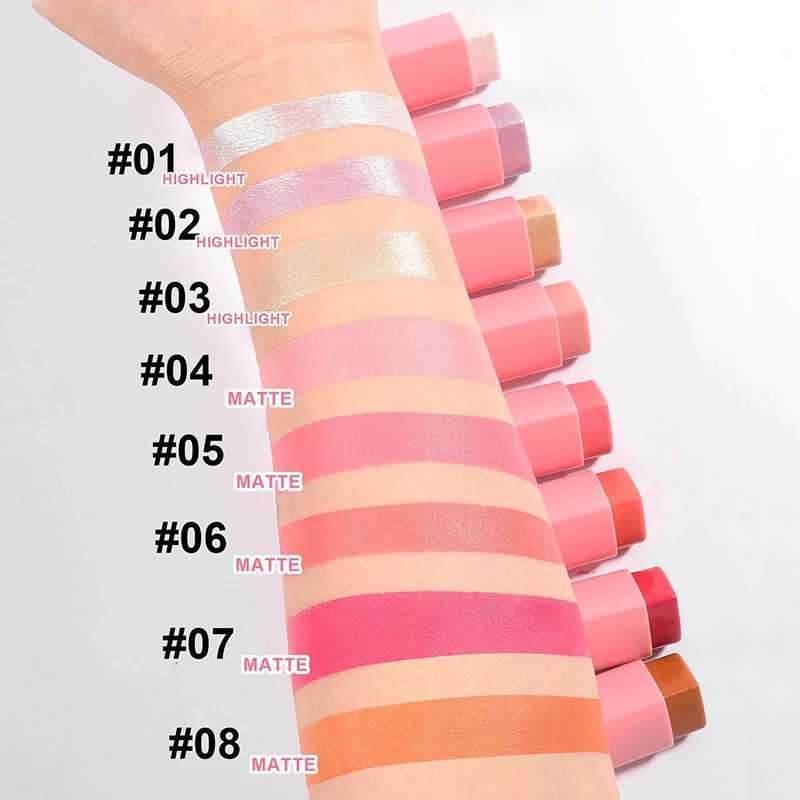 Heart-shaped B Highlighter Sticks Natural Brighten Lip Tint Cheek Shading Contour Rouge Pocket Ber Cream Korean MakeupW250220