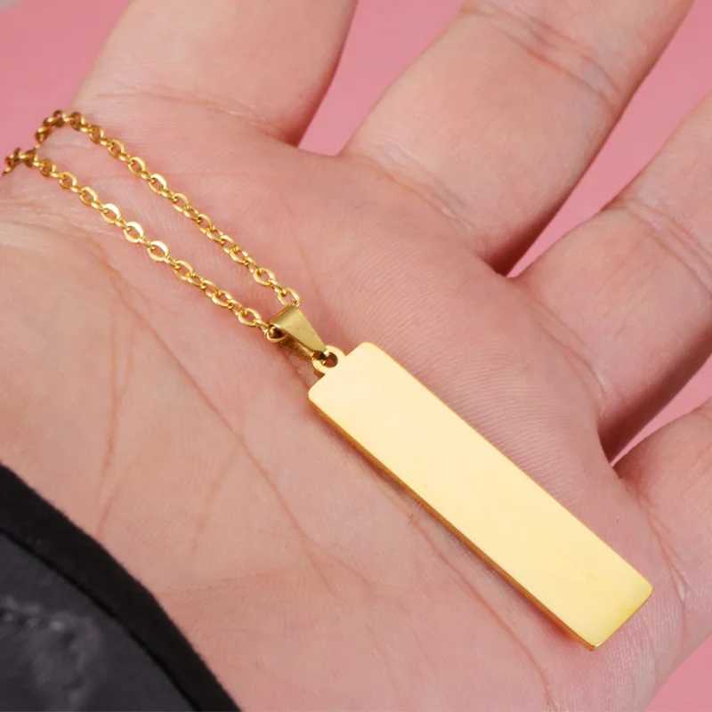 10Pcs Mirror Polished 10x40mm Strip Pendant Necklaces Stainl Steel Cable Chain Necklaces For Women MenXJ250219