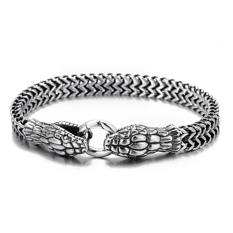 10mm Punk Rock Goth Gold Color Bike Snake Bracelet Men Women Exaggerated HipHop Vintage Charm Biker Mesh Chain Bangle Jewelry 250220