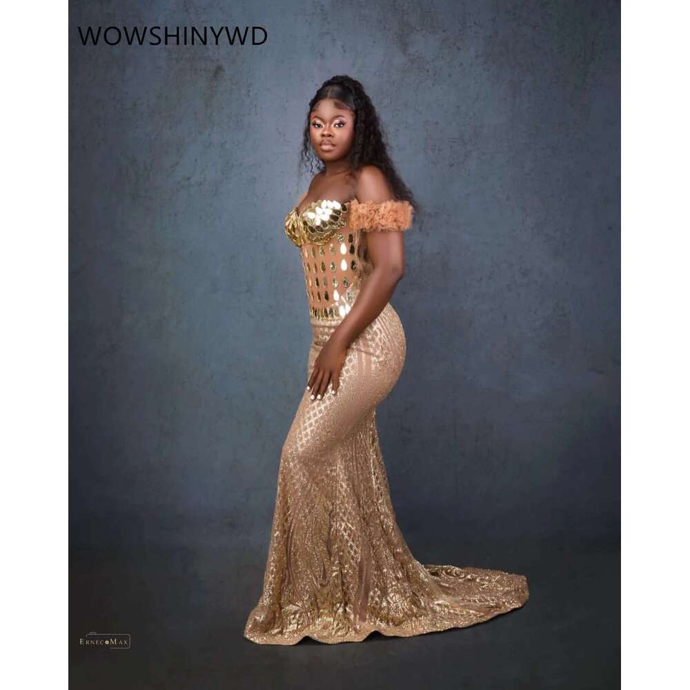 Aso Ebi-Mermaid Ball Dresses Frissed Crystals Formal Party Engagement Birthday prom 2025
