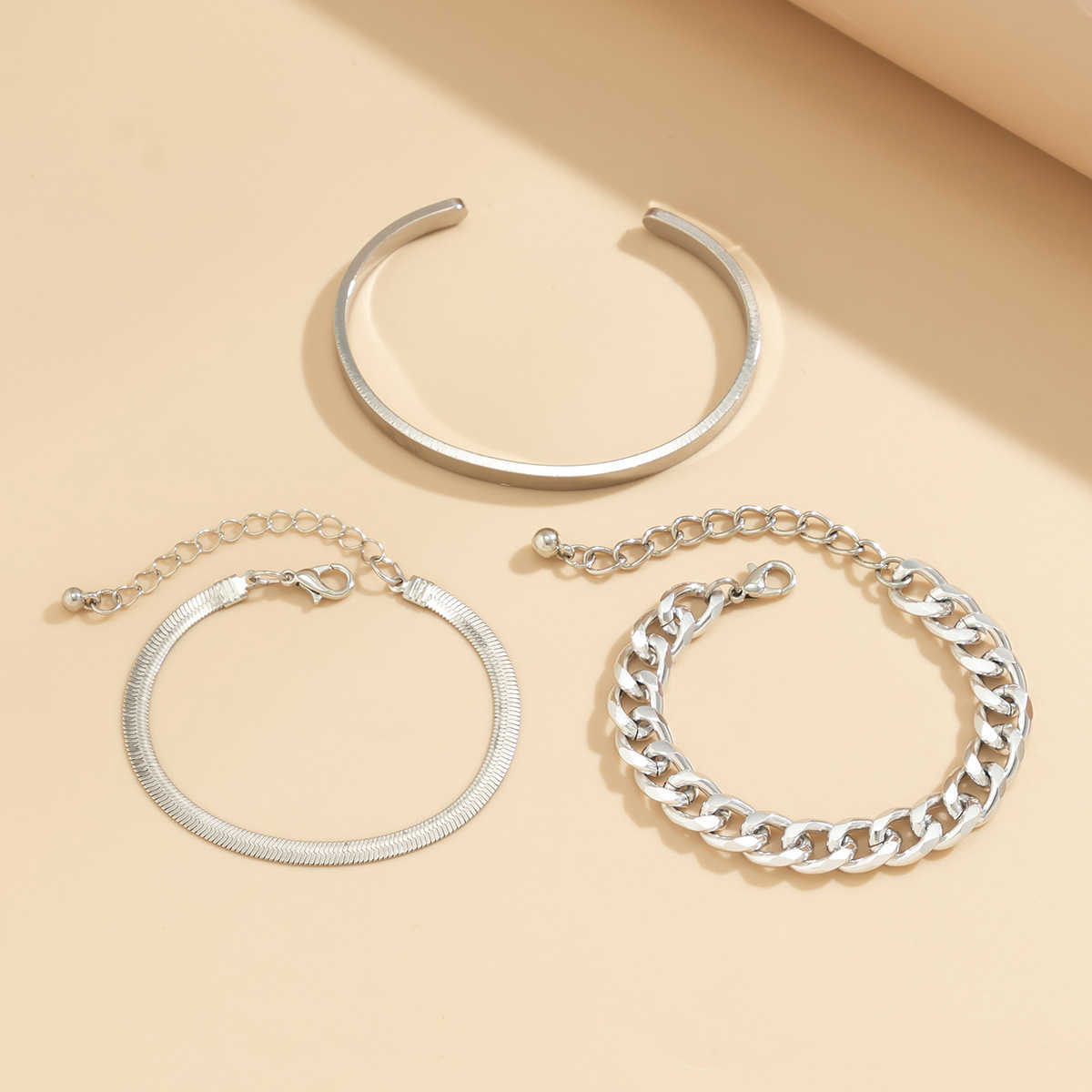 Charm Bracelets Metal snake bone chain smooth bracelet Brelet womens punk metal thick chain bracelet set H25220