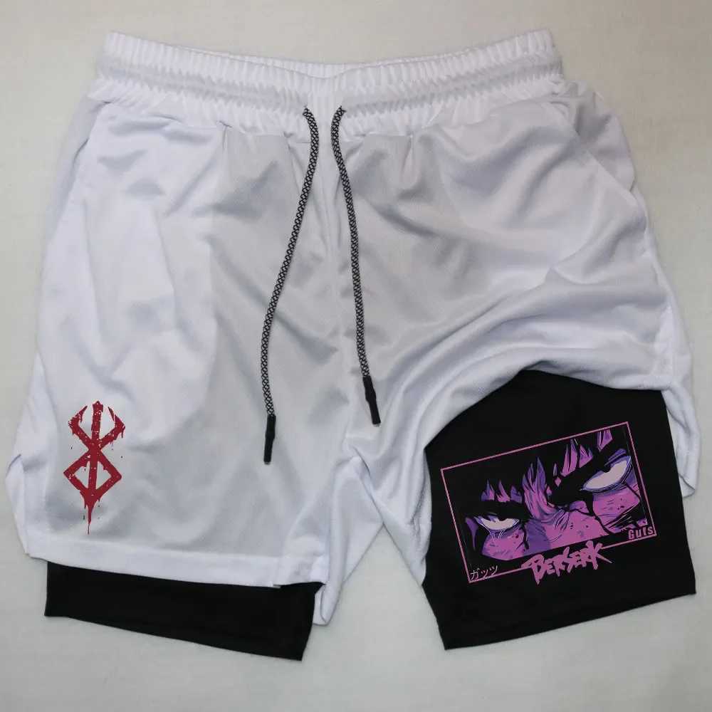 Anime Berserk Performance Shorts Men 2 In 1 Running QuiCK-Drying GYM Short Pants Workout Sportswear Basketball Shorts X250220