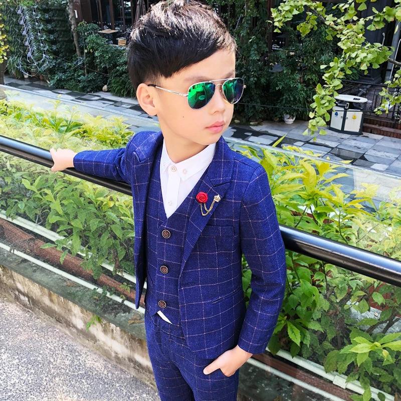 3 PCS Formal Boys Clothes Blazer Vest Pants Children Wedding Suits Tuxedos Kids Elegant Clothing Sets Boy Carnival Party Suit 250219