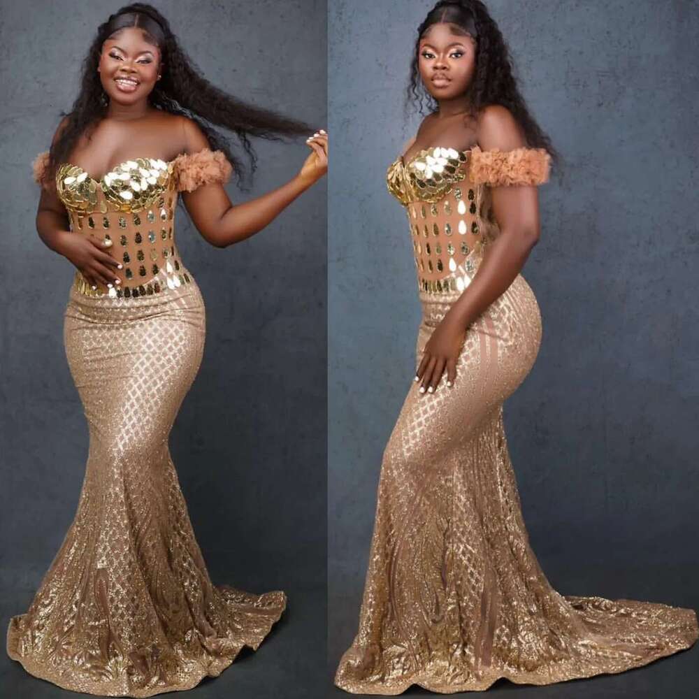 Aso Ebi-Mermaid Ball Dresses Frissed Crystals Formal Party Engagement Birthday prom 2025