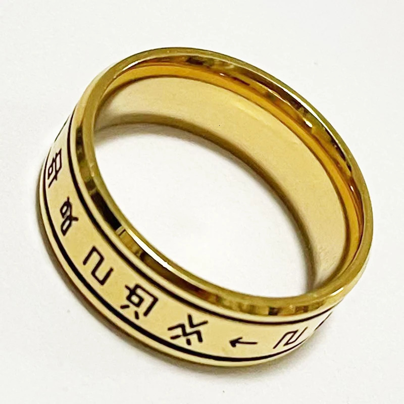 AsJerlya Fashion 8mm Stainless Steel Digimon Ring Angemon Angewomon Holy Rings For Women Men Rotate Spinner Rings 250218