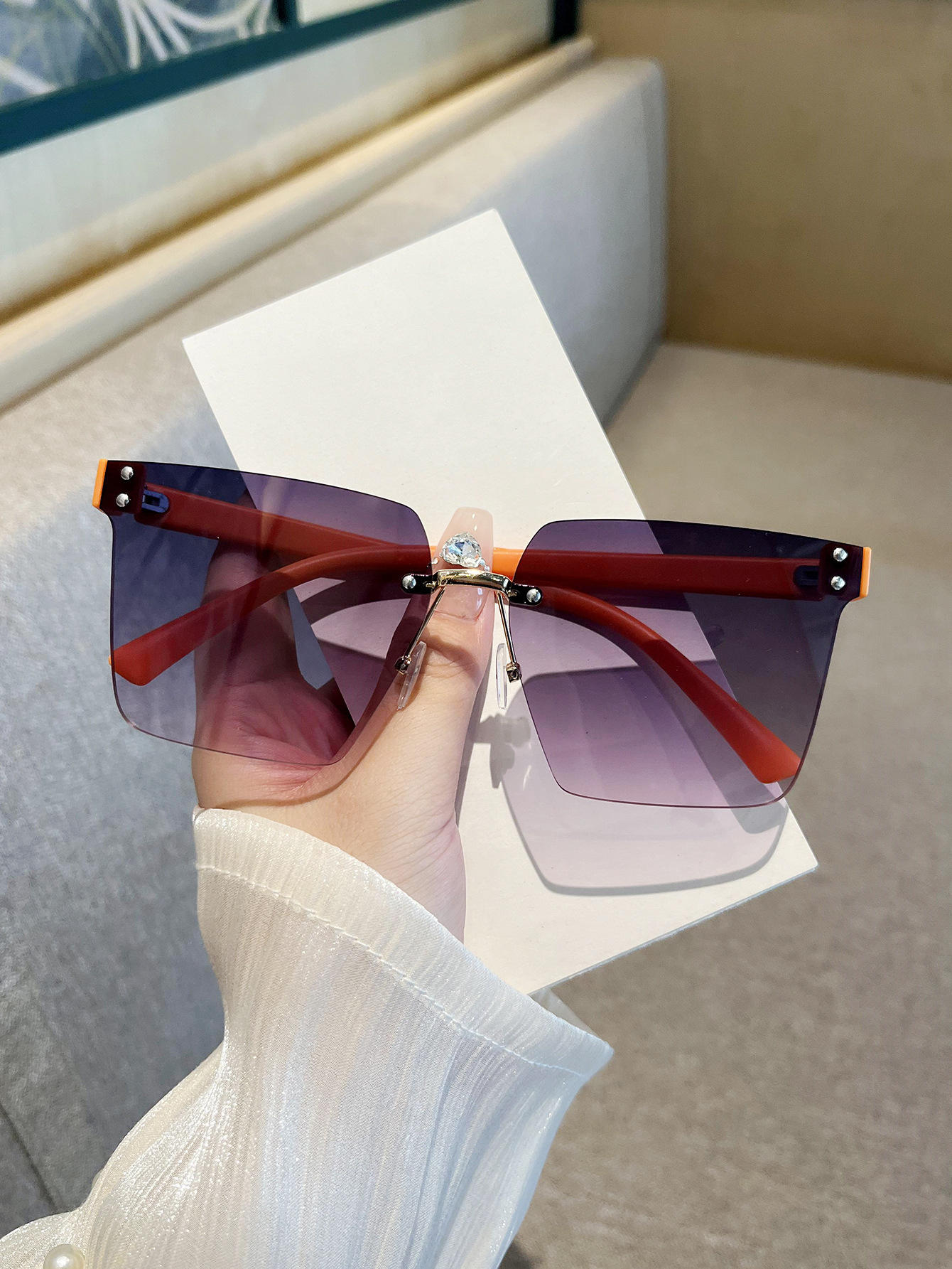2025 Spring And Summer Frameless Square One Sunglasses for Men And Women Deigner Fashion Korean Version Of The Trend Glasses