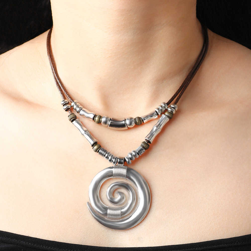Pendant Necklaces Temu Long Necklace Vortex Totem Bohemian Style Beach Womens Necklace Pendant H25219