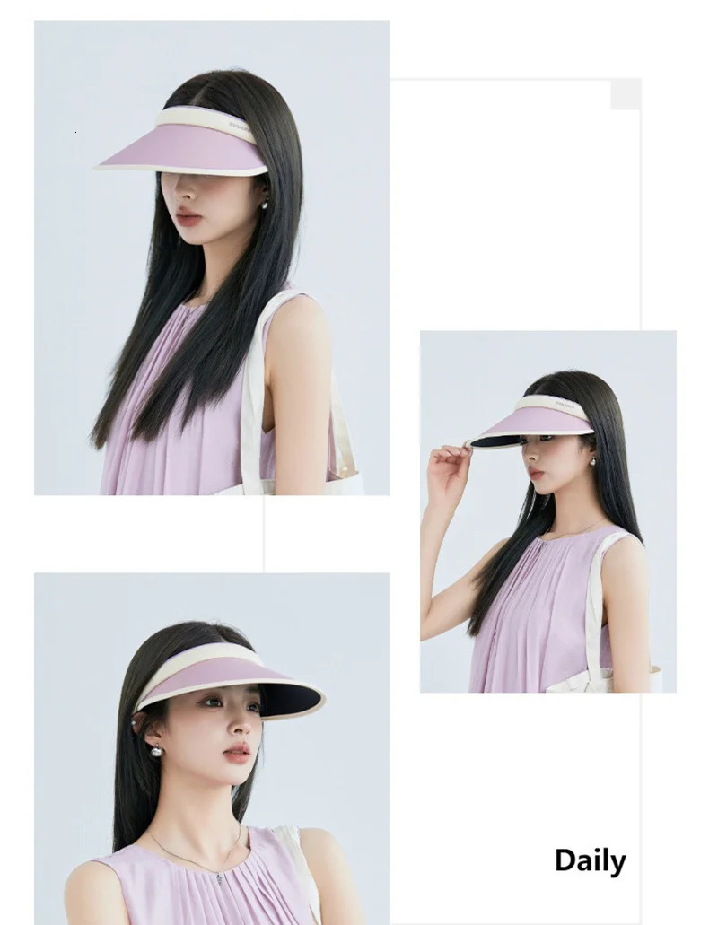 Color Blocking Ice Silk Hairband Hollow Top Hat Korean Fashion Shading Sunscreen Hat Student Sun Hat Outdoor Mountain Climbing 250219