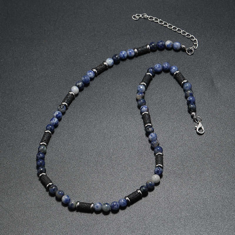 Pendant Necklaces New Tiger Stone Natural Stone Necklace Bohemian Fashion Trend Design Beaded Simple Necklace for Men H25219