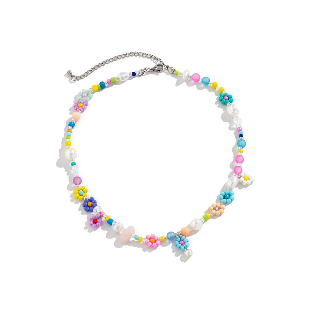 Jewelry Sweet Beaded Collar Chain wer Handmade Choker Rice Bead Necklace Versatile for Women