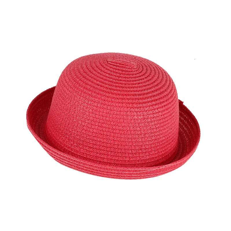 Ddmyshoesvip Wholesale Baby Straw Hat Solid Color Kids Character Decoration Infant Sun Hats Girl Boys Bucket Cap Children Beach Panama Caps
