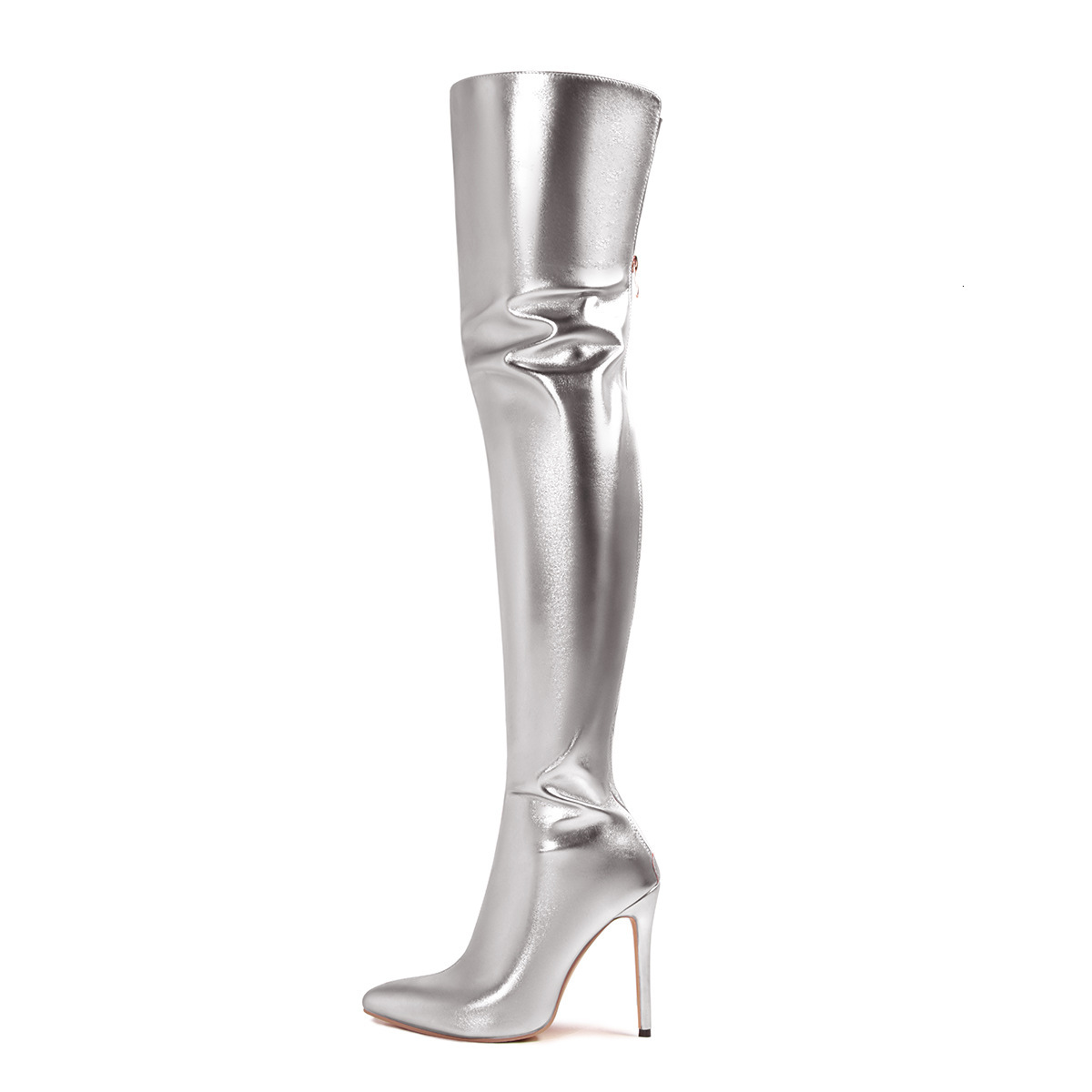 Women's Shoes Sexy Thigh Over The Knee With Zipper Pointed High Heels Colorful Patent Leather Fashion Boots