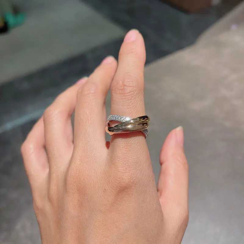 Band Rings Delicacy 925 Sterling Silver Triple rings Three Colors Womens Finger Fashion Creative Nail Ring Multicolour Brand Jewelry J250217 1JHJY