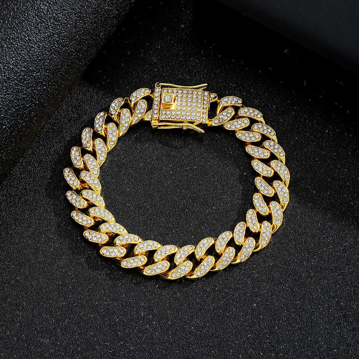 Charm Bracelets Fashion bracelets mens accessories diamond studded alloy hip-hop bracelets electroplated couples hand accessories H25220
