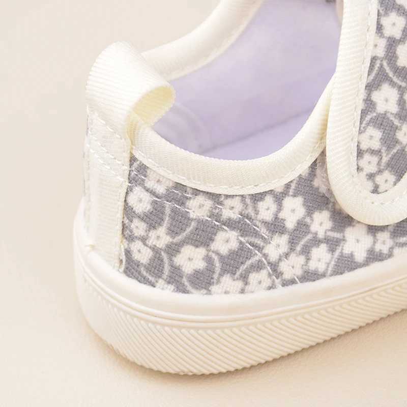 Spring Little Girls Small Floral Print Princess Canvas Children Good-looking Flat Casual Sneakers EK9S36 X250220