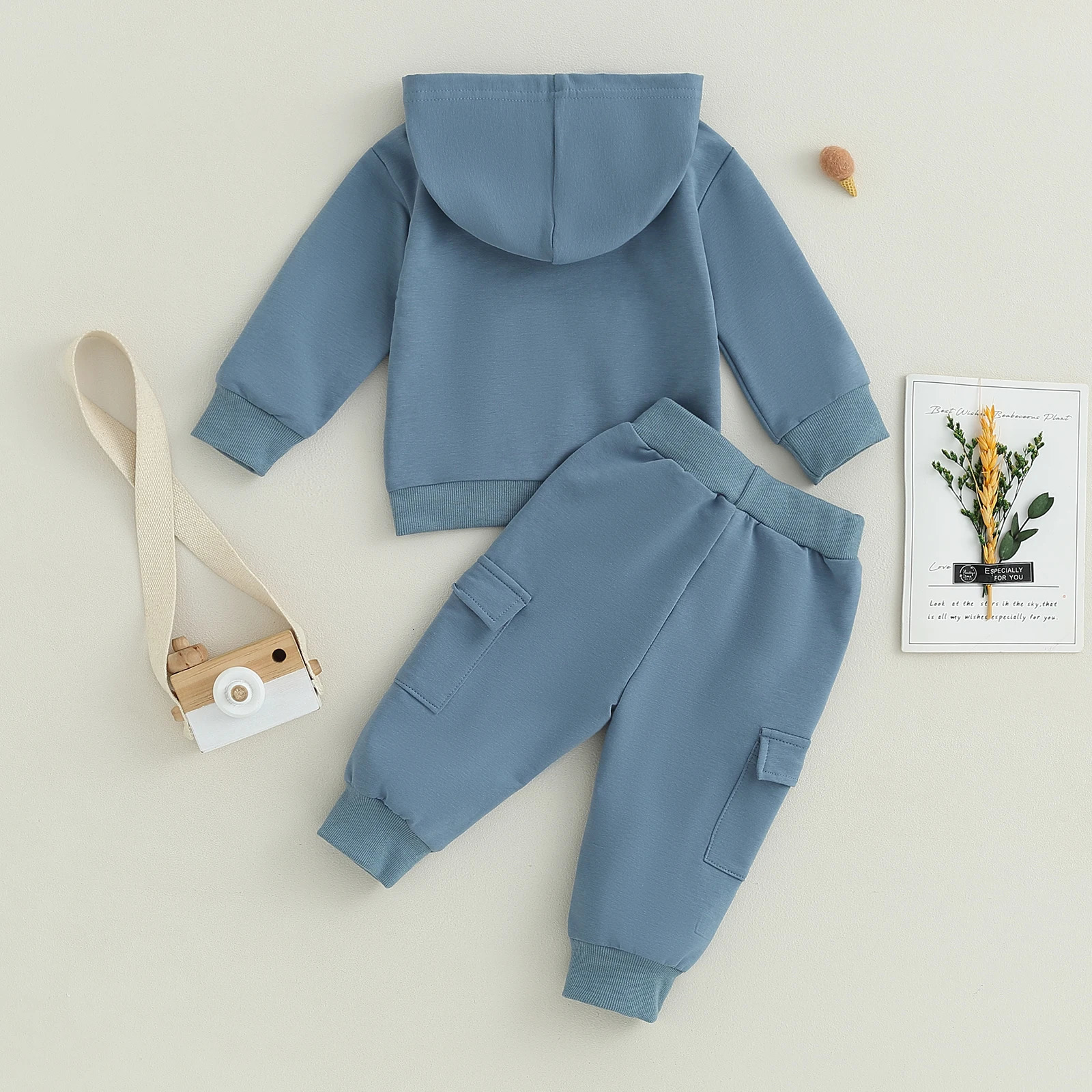Pudcoco Infant born Baby Boys Pants Set Long Sleeve Hoodie with Elastic Waist Sweatpants Infant Clothes 0-3T 250220