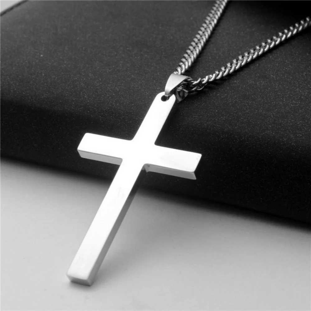 Fashion Stainl Steel Cross Pendant Necklace For Women Men Link Chain Charm Necklace Cool Boys Girls Punk Hip Hop Jewelry GiftXJ250219