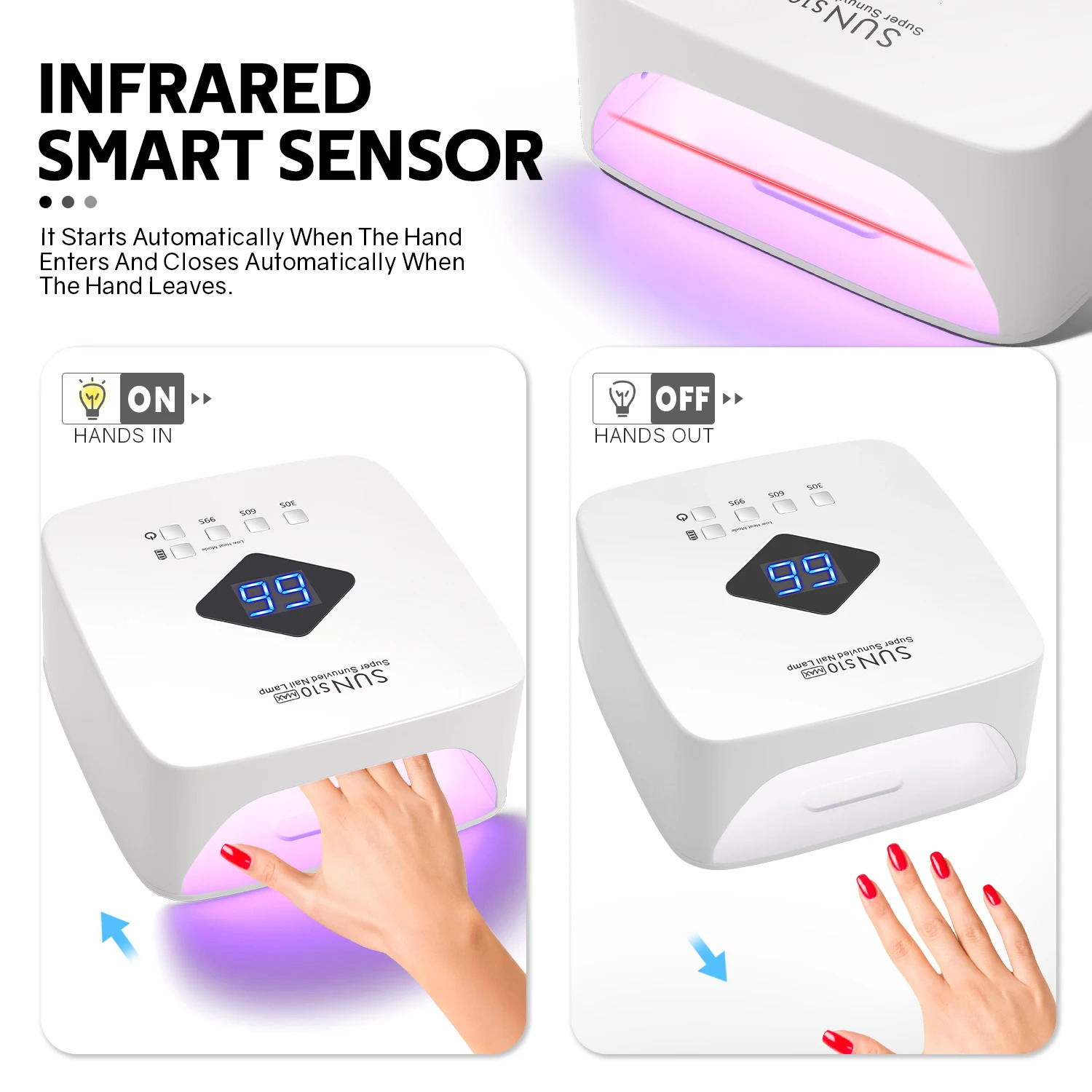 120W UV LED Nail Lamp Professional 30 LEDs Nail Dryer with 3 Timer Settings Rechargeable Manicure Lamp for Curing All Nails Gel 250214