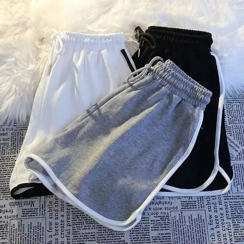 S-3XL Black Striped Shorts Women Oversized White Wide Leg Shorts Summer Korean Fashion High Waist Baggy Sports Short Pants 250217