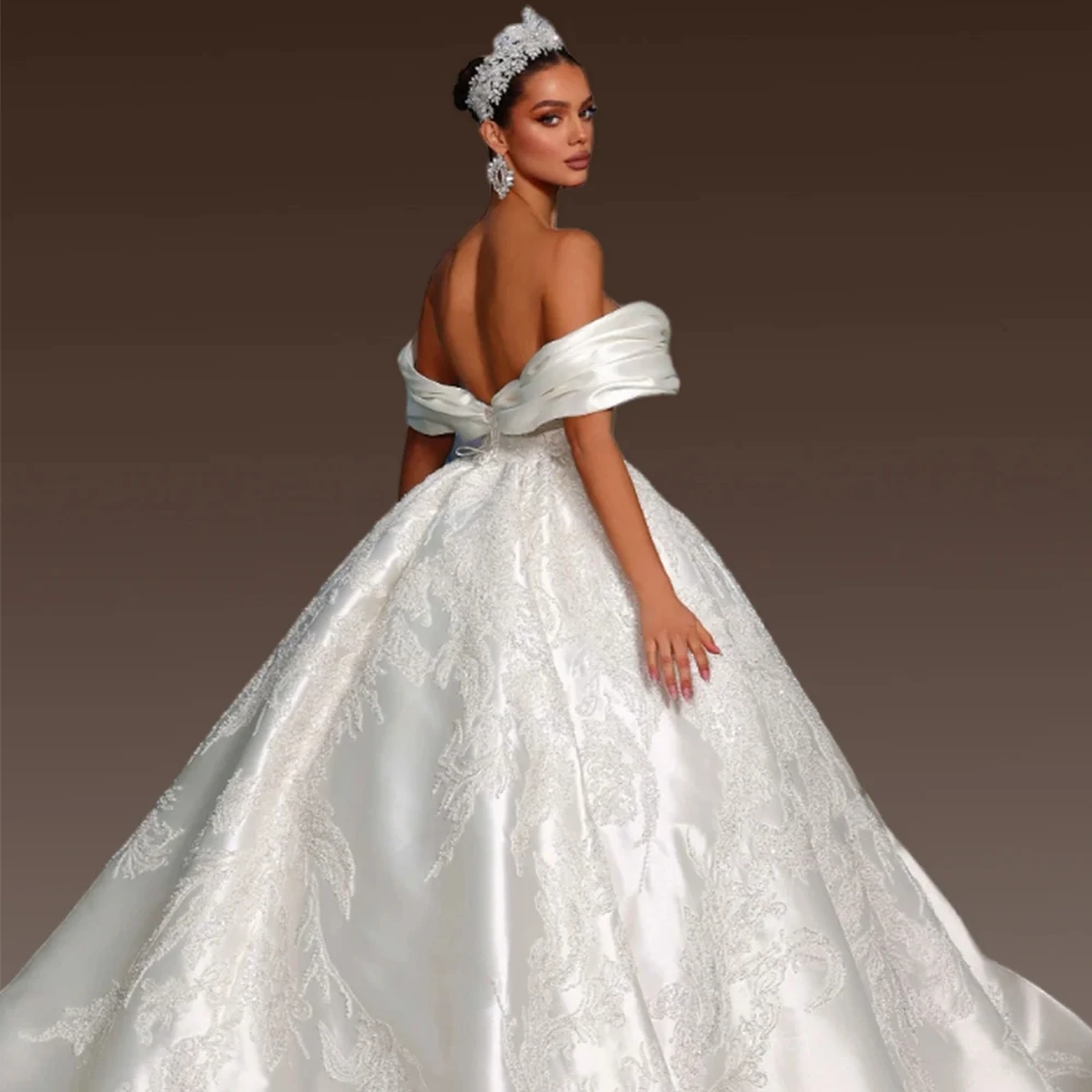 Exquisite Ball Gown Wedding Dress For Women Sweetheart Neck Sleeveless Bridal Gowns Appliques Sweep Train Dresses Custom Made vestidos de novia