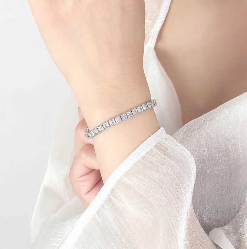 Solid 18K 14K Gold Moissanite Tennis Bracelet for Women D VVS1 Round 925 Sterling Silver Luxury Bracelet for EngagementXJ250219