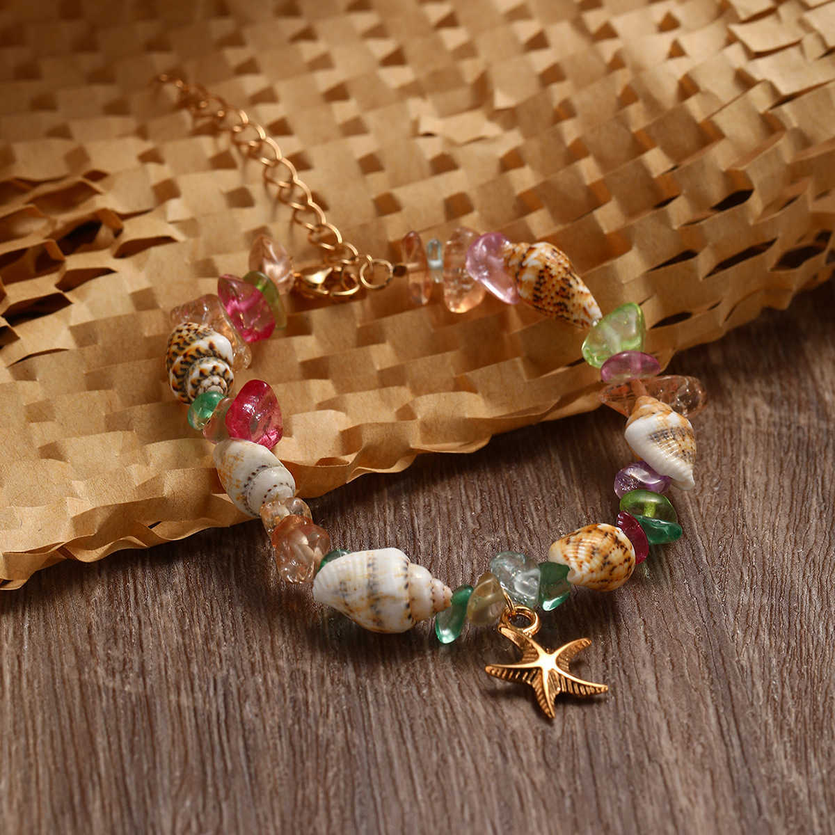 Charm Bracelets Popular Accessories Conch Rice Bead Turquoise Bracelet Beach Starfish Pendant Shell Crystal Bead Bracelet H25220