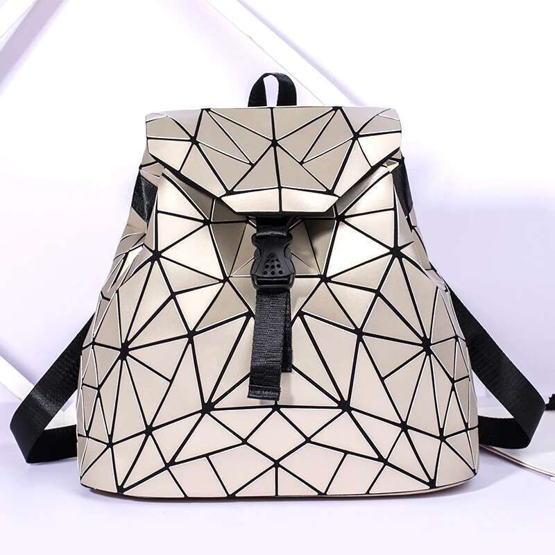 Women matte Geometric bag Female Backpacks For Teenage Girls Bagpack Drawstring Bag Holographic Backpack