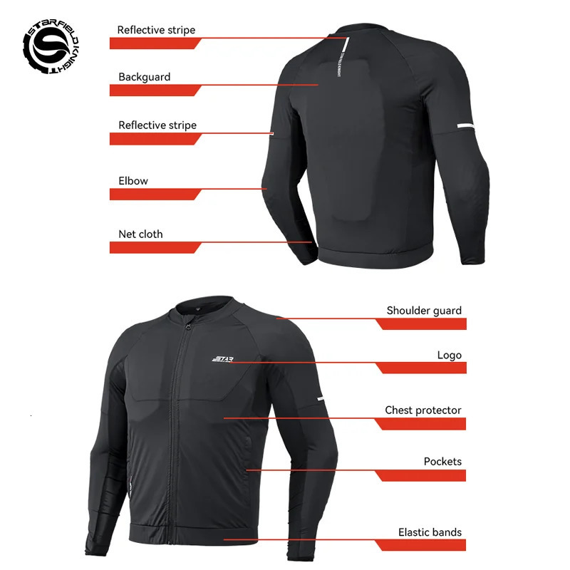 Star Field Knight Black Motorcycle Armor Jacket Summer Breathable Mens Cycling Clothes With CE Protective Body Gear Accessories 250214
