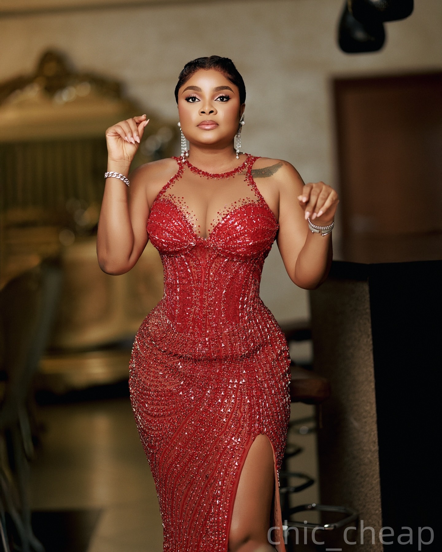 Dark Red Mermaid Prom Dresses 2025 Sheer Neck Beaded Sequined Evening Formal Party Second Birthday Engagement Gowns Plus Size Dress For Special Occasi