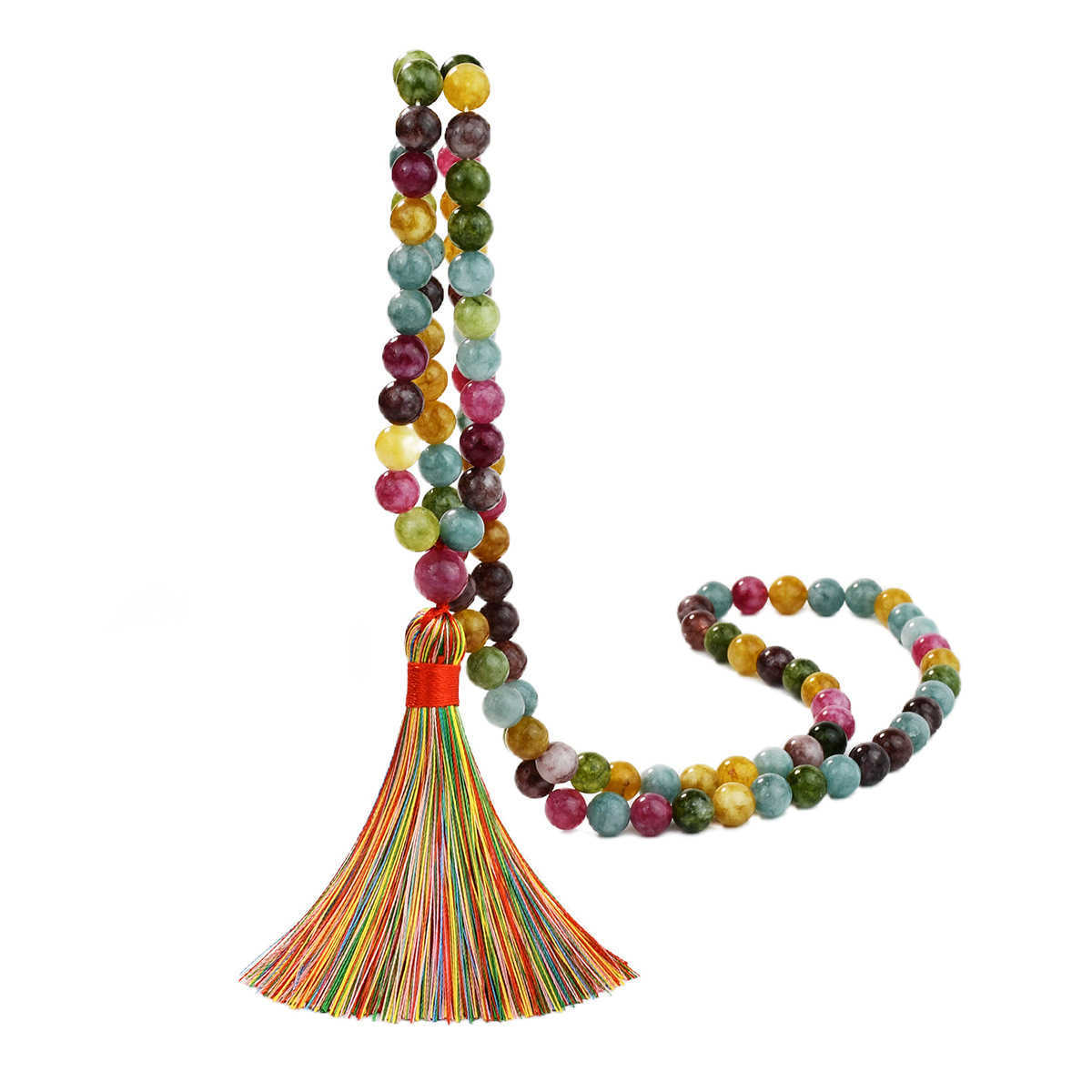 Pendant Necklaces Bohemian tassel long sweater chain womens high-end feeling tourmaline natural stone bead long necklace H25219