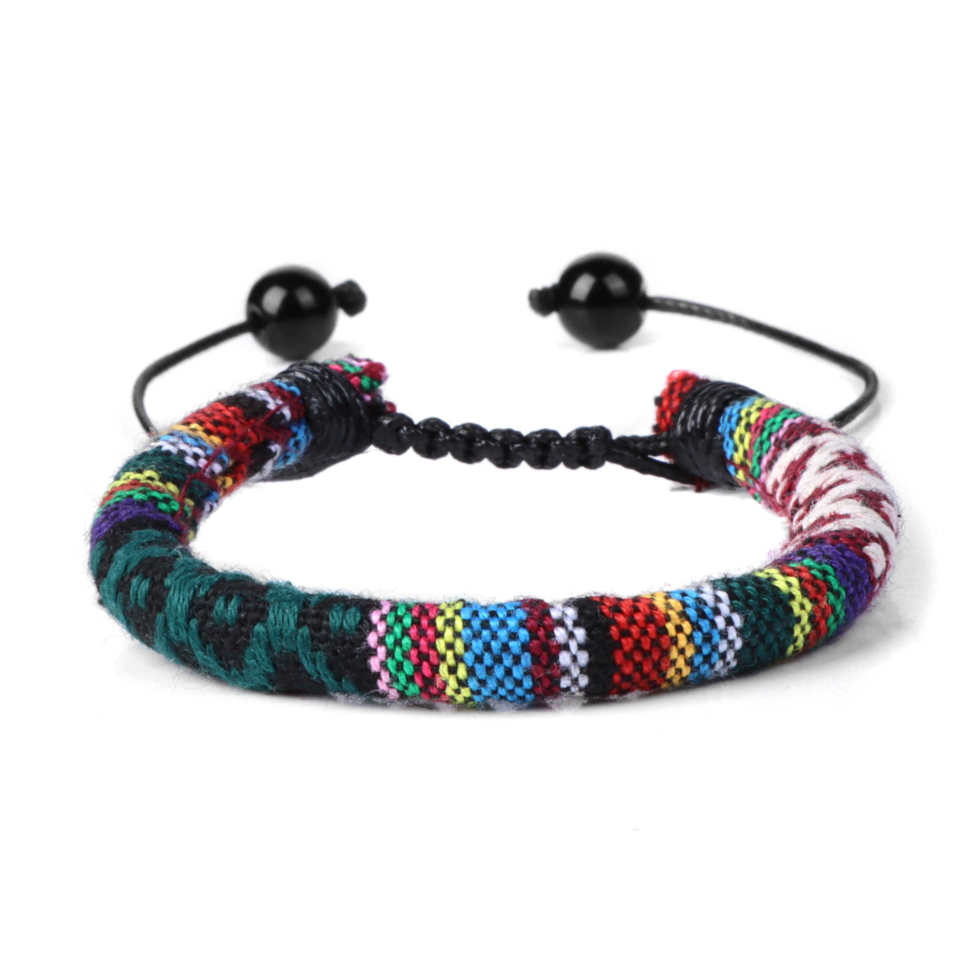Charm Bracelets Bohemian style fabric woven bracelet Womens beach style colorful fabric rope adjustable bracelet H25220
