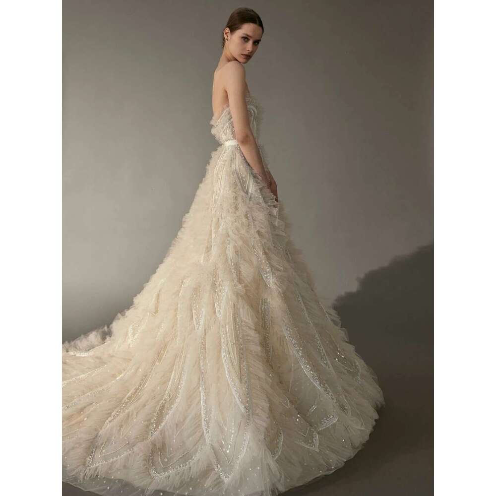 Dreamer One Ha Wedding Charming Tulle Pearls Sweetheart Neck Bridal Dress Stylish Custom Zipper Back Female Wear