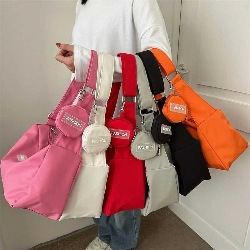 INS Simple Campus Canvas Bag 2025 Spring New High Capacity Bag Womens Bag Fashion Girl Single Shoulder Crossbody Bags for Women Y250218