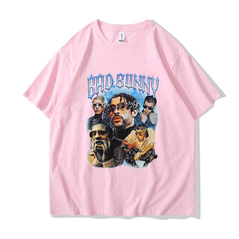 200g fabric cotton T European size new Bad bunny fashion hip-hop T-shirt print