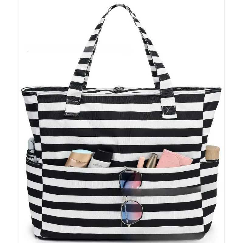 Classic Zipper Beach Bag Essential Bag for Travel Vacation and Gym Multifunctional Large-capacity Printed Tote Bag Z250219