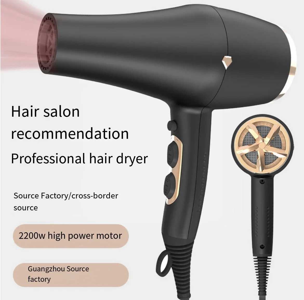 Professional 2200W high-power hair removal machine hair salon negative ion hair care hair dryer fast drying and styling tool W250220