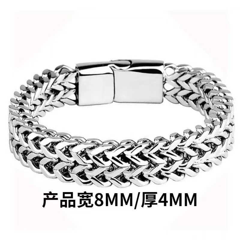 Charm Bracelets Hip hop stainless steel front and back mens bracelet simple domineering punk high-end Cuban bracelet trend H25220