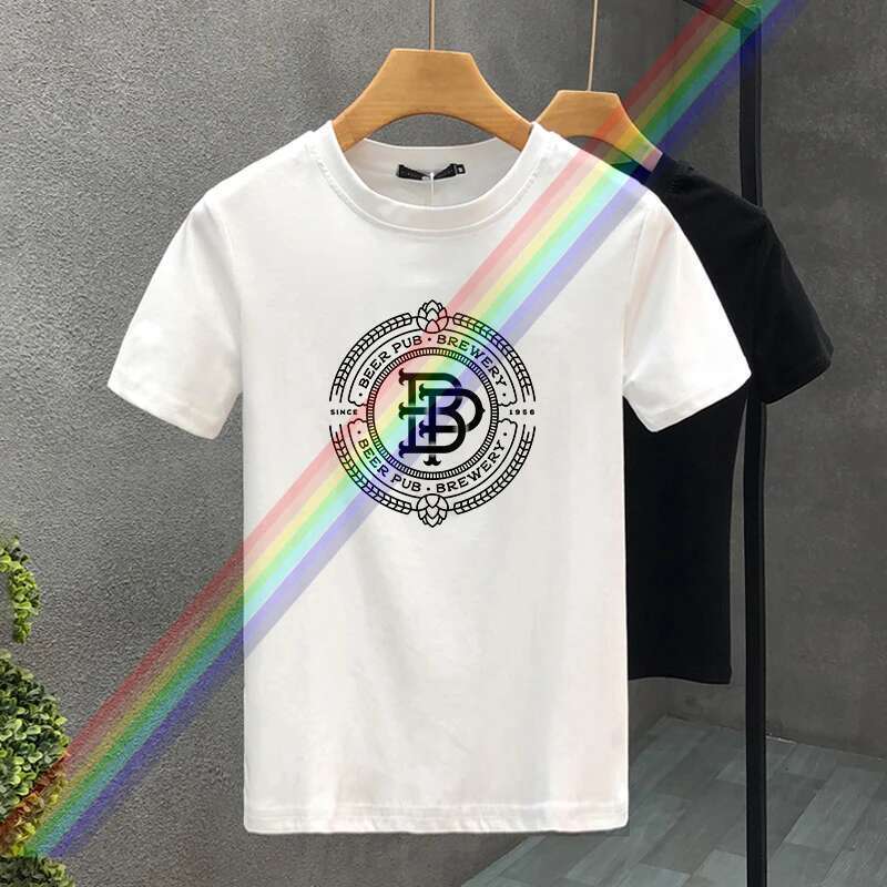 2025 New Men's 100% Pure Cotton Summer Wide Cut Oversized Paris Printed Casual Cut Adjusted Round Neck Short Sleeves High T-shirt