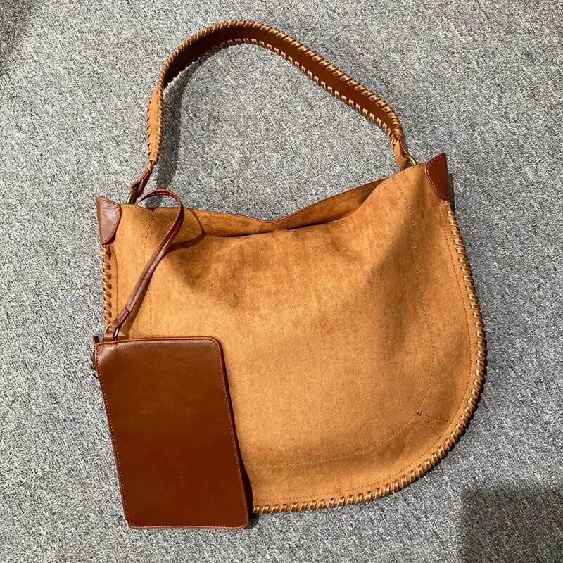 Faux Suede Weave Saddle Bags For Women Designer Handbags And Purses 2024 New In Vintage Frosted Large Capacity Shoulder