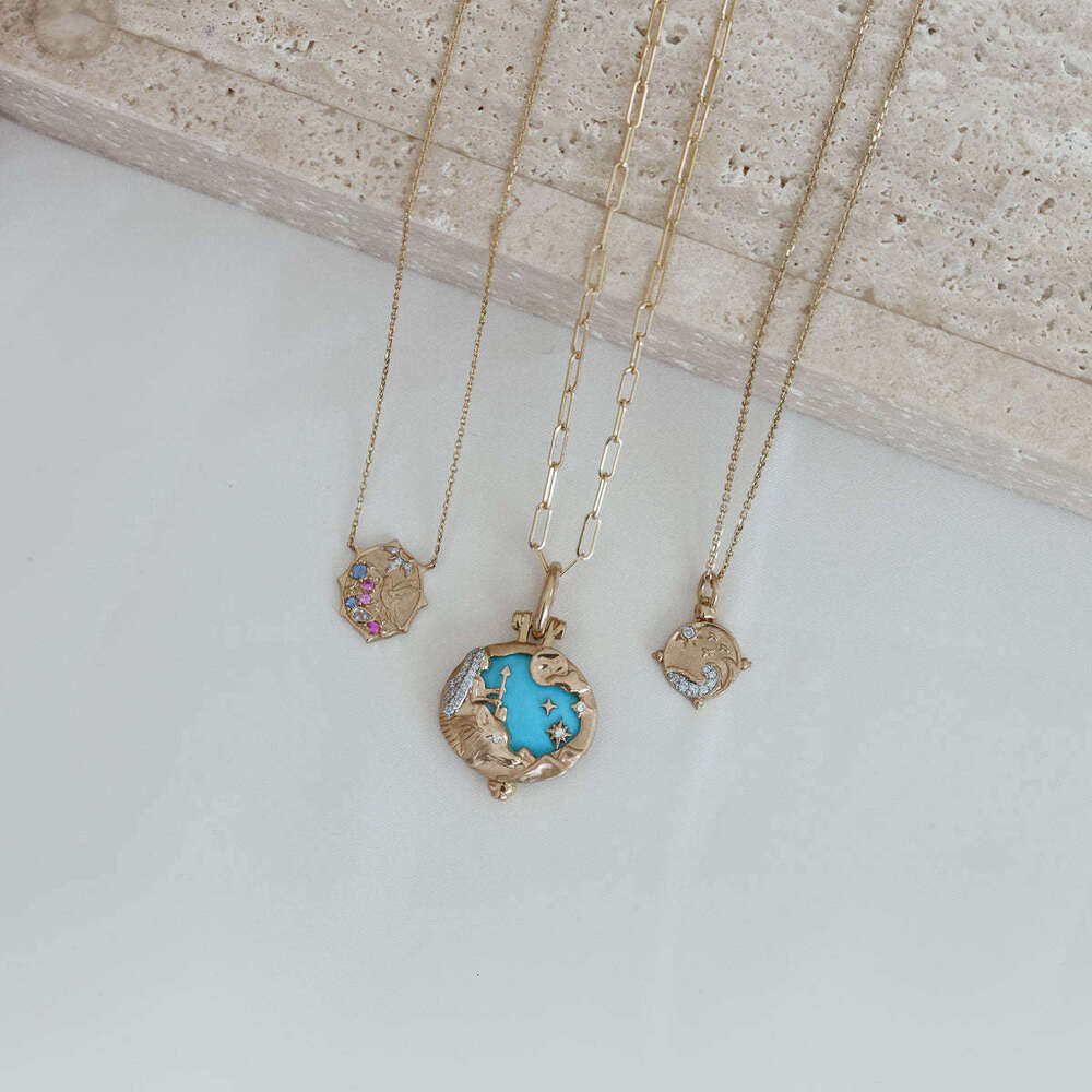 Ins Wind Star Princess Eyes Blue Opal Inlaid Fashion Versatile Necklace