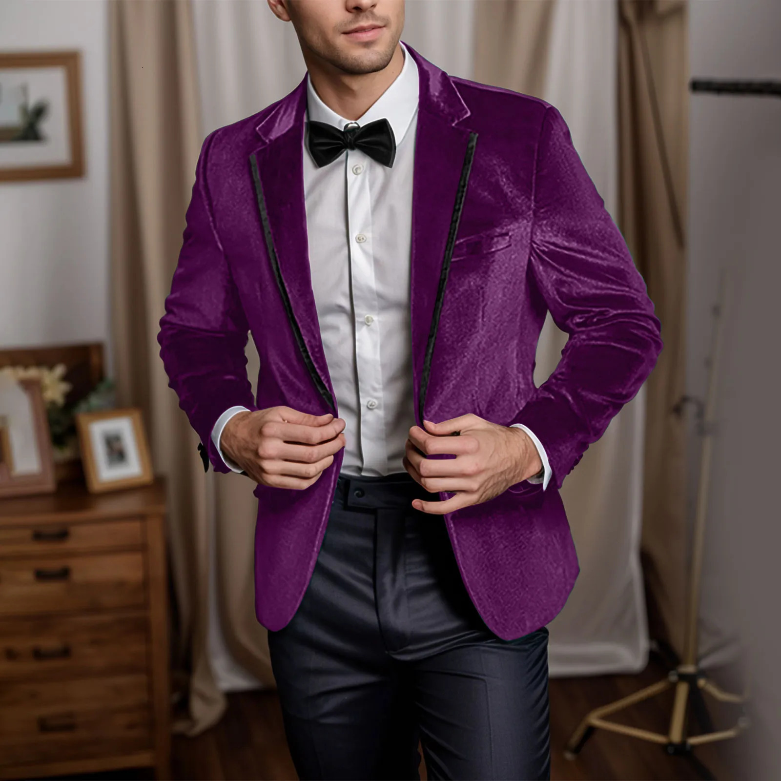 Vintage Green Velvet Mens Ultra Thin Set Groom Tuxedos Groomsmen Wedding Party Dinner Mens Exquisite Party Set 250220