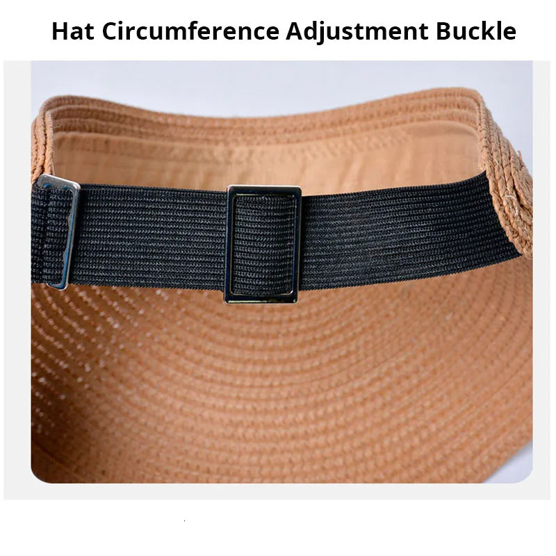Womens Summer Empty Top Visor Caps Fashion Straw Hats Anti UV Sun Hat For Female Outdoor Long Wide Brim Beach Caps 250219