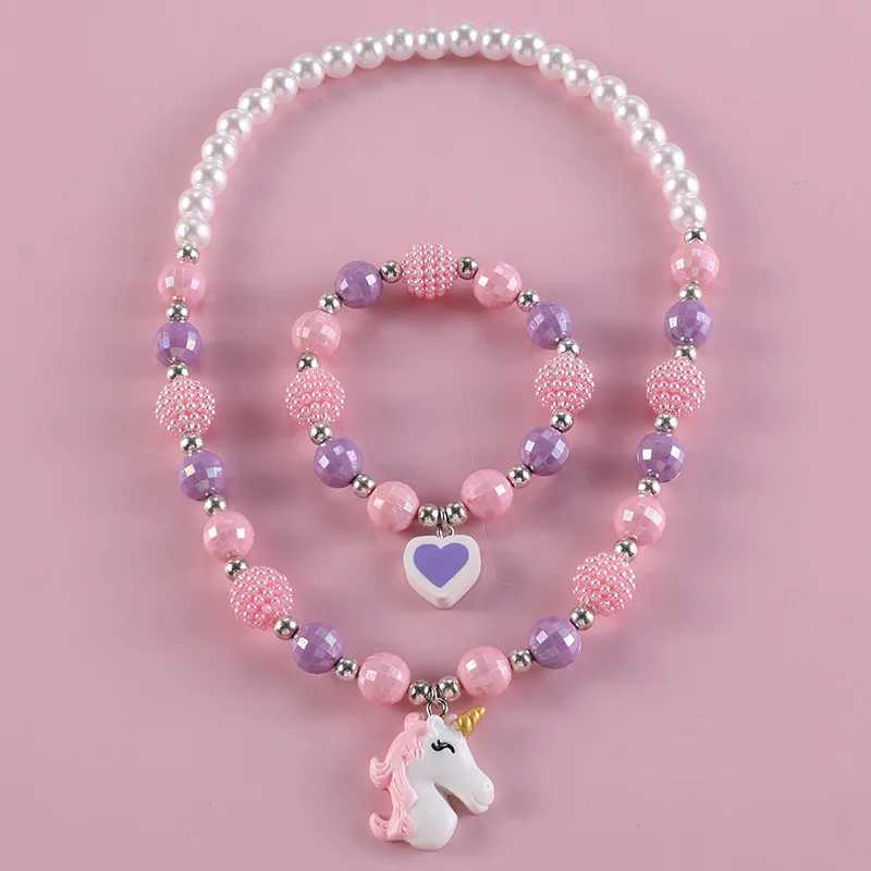 Cute Rabbit Pendant Necklace For Girls Bear Heart Beads Necklace For Children Fashion Jewelry Accories 2023 Wholesale TrenXJ250219