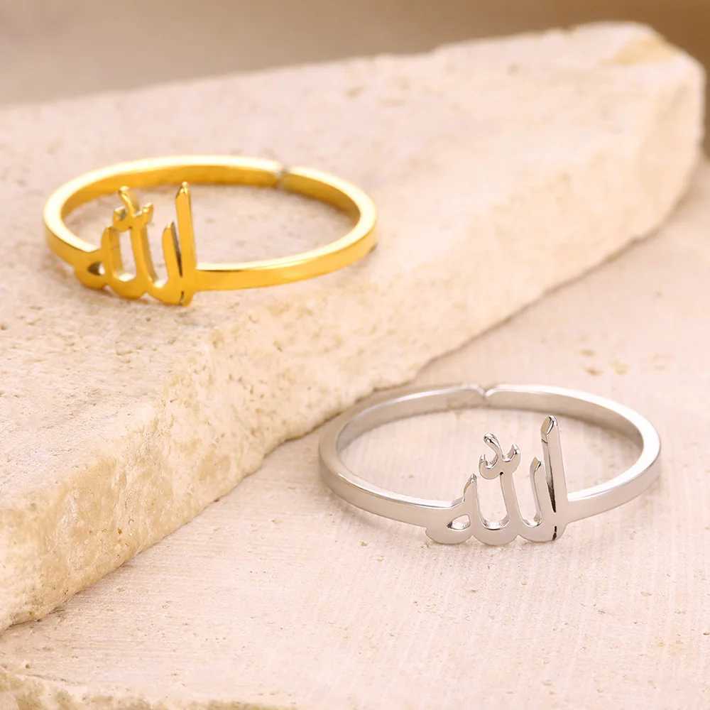Fashionable Arabic text ring used for gold colored stainless steel open rings religious jewelry gifts X250220