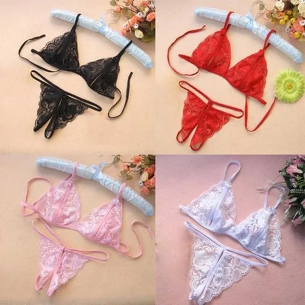 Sexy Lace Lingerie Set Sensual Women Hollow Out Transparent Women Erotic Underwear Set Porn Bra Sex G-string Panties Lingerie W250220