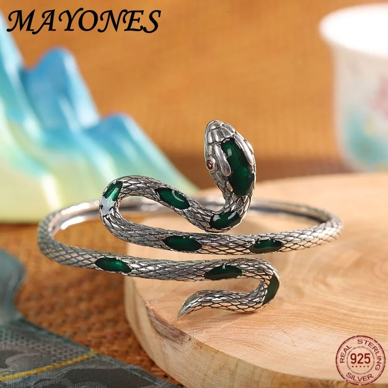 S925 sterling silver bracelet for women high-end personalized irregular snake shaped drip glue for women open trend jewelry 250220