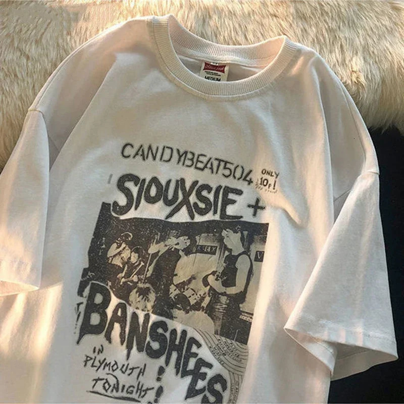 Hiphop Womens Tshirt Oversized Streetwear Vintage T Shirt Grunge Harajuku Short Sleeve Y2k Tops Female Fashion Clothes Tee 250214