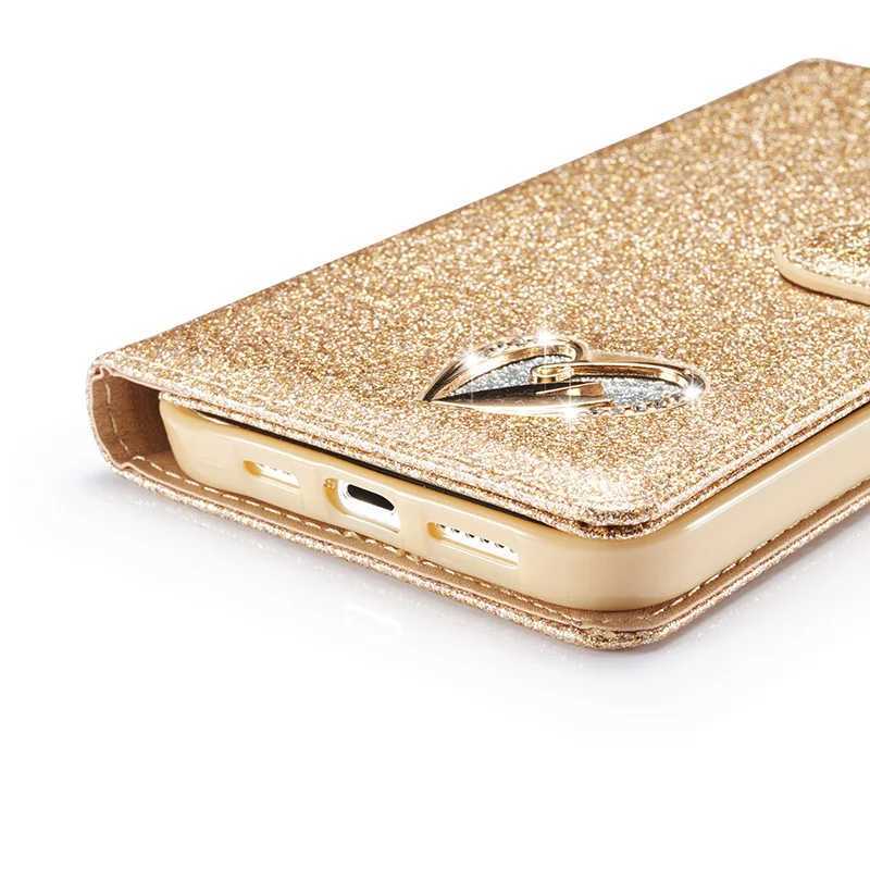 For IPhone 16 15 14 Plus 13 12 11 Pro MAX MINI X XR XS Wallet Case Glitter 7 8 Plus Clamshell High-end Mobile Phone Case Z250220